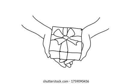 Gift Box Line Art Vector Illustration