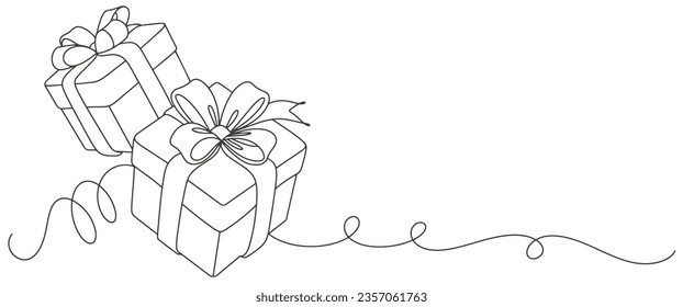 Gift box line art vector illustration