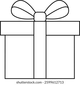 gift box line art wrapped gift with ribbon bow drawing vector illustration