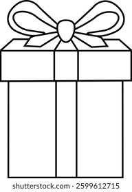 gift box line art wrapped gift with ribbon bow drawing vector illustration