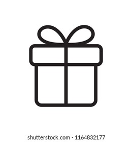 Gift box line flat vector icon for mobile application, button and website design. Illustration isolated on white background. EPS 10 web design, logo, app, infographic