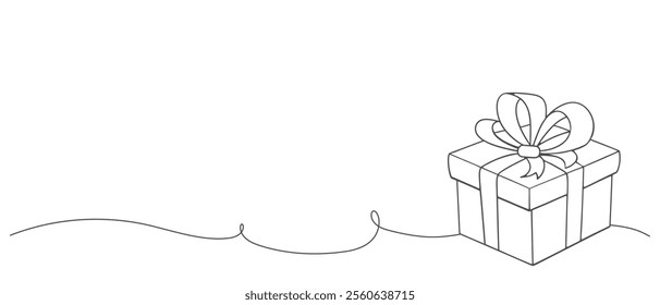 Gift box line icon. Birthday, present or sale background. Shopping symbol. Holiday gifts single outline ribbon. Illustration