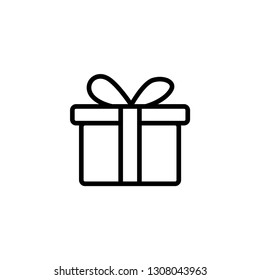 Gift Box Line Icon In Flat Style Vector For App, UI, Websites. Black Icon Vector Illustration.