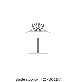 Gift box line icon flat style. Vector illustration sign