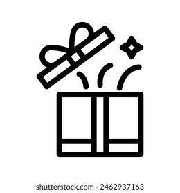 Geschenkboxzeile Symbol Illustration Vektorgrafik Grafik. Vektorgrafik-Grafik für einfache Elementdarstellung, geeignet für App, Websites und Präsentationen auf weißem Hintergrund