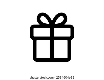 Gift box line icon isolated on transparent background. Present symbol in outline