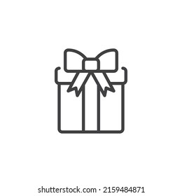 Gift box line icon. linear style sign for mobile concept and web design. Present box with bow ribbon outline vector icon. Symbol, logo illustration. Vector graphics