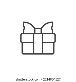 Gift box line icon. linear style sign for mobile concept and web design. Surprise box with bow outline vector icon. Symbol, logo illustration. Vector graphics