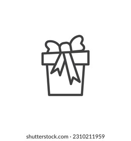 Gift box line icon. linear style sign for mobile concept and web design. Surprise box outline vector icon. Symbol, logo illustration. Vector graphics