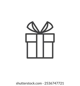 Gift box line icon. linear style sign for mobile concept and web design. Gift box with bow ribbon outline vector icon. Symbol, logo illustration. Vector graphics