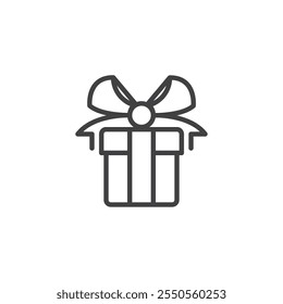 Gift Box line icon. linear style sign for mobile concept and web design. Wrapped present with ribbon outline vector icon. Surprise symbol, logo illustration. Vector graphics