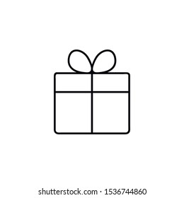 Gift box line icon, outline vector sign, linear style pictogram isolated on white. Present symbol, logo illustration.