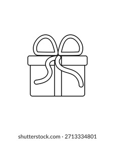 Icono de línea de caja de regalo, signo de Vector de contorno, pictograma de estilo lineal. Sorprendente caja de regalo de estilo plano . Sorpresa presente diseño lineal. Elemento aislado de Ilustración vectorial