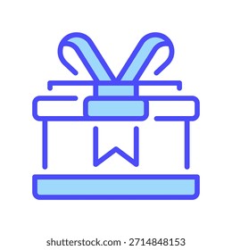 Icono de línea de caja de regalo, símbolo de contorno para el paquete presente, artículo sorpresa, donación de Festiva, oferta de cumpleaños y envoltura de celebración. Icono de signo de Vector.