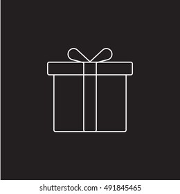 Gift box line icon, outline vector logo illustration, linear pictogram isolated on black. Present symbol