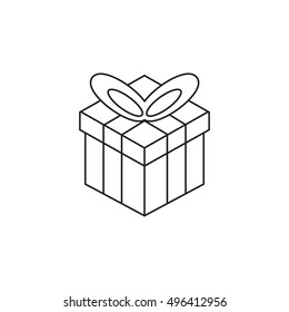 Gift box line icon, outline vector logo illustration, linear pictogram isolated on white. Present symbol