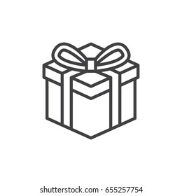 Gift Box Line Icon, Outline Vector Sign, Linear Style Pictogram Isolated On White. Present Symbol, Logo Illustration. Editable Stroke. Pixel Perfect