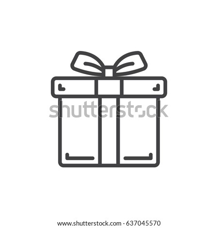 Gift box line icon, outline vector sign, linear style pictogram isolated on white. Present symbol, logo illustration. Editable stroke. Pixel perfect