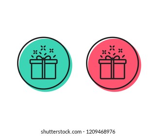 Gift box line icon. Present or Sale sign. Birthday Shopping symbol. Package in Gift Wrap. Positive and negative circle buttons concept. Good or bad symbols. Special offer Vector