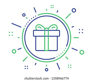 Gift box line icon. Present or Sale sign. Birthday Shopping symbol. Package in Gift Wrap. Quality design elements. Technology gift box button. Editable stroke. Vector