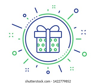Gift box line icon. Present or Sale sign. Birthday Shopping symbol. Package in Gift Wrap. Quality design elements. Technology gift box button. Editable stroke. Vector