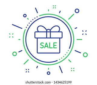 Gift box line icon. Present or Sale sign. Birthday Shopping symbol. Package in Gift Wrap. Quality design elements. Technology sale offer button. Editable stroke. Vector