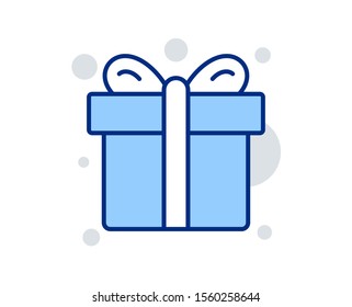 Gift box line icon. Present or Sale sign. Birthday Shopping symbol. Package in Gift Wrap. Linear design sign. Colorful gift box icon. Vector