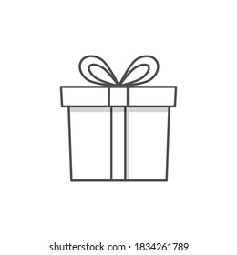 Gift box line icon. Present surprise linear black symbol isolated on white background