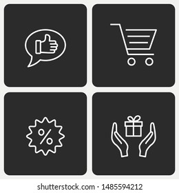 Gift box line icon set. Illustration isolated on black background for graphic and web design.