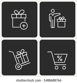 Gift box line icon set. Illustration isolated on black background for graphic and web design.