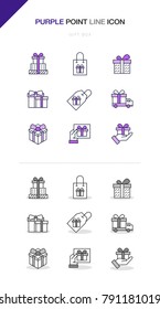 Gift box line icon set