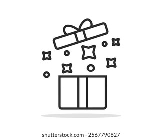Gift box line icon. Surprise package outline ribbon vector illustration.