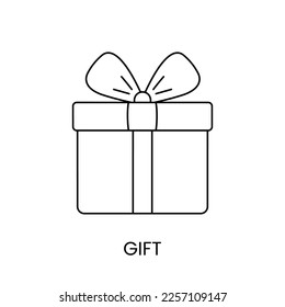 Geschenkbox-Linie Symbol in Vektorgrafik, Illustration für Kinder-Online-Shop.