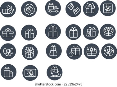 Gift Box Line Icons Editable Stroke vector design