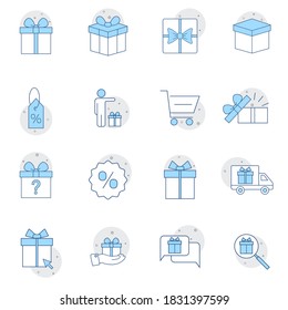 Gift box line icons. Flat line style infographics. Premium symbols isolated on a white background. Vector EPS10