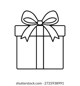 ícone do vetor do logotipo da linha da caixa de presente em um fundo branco
Ícone de logotipo de linha de vetor