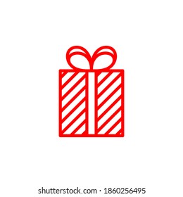 Gift box line style. Vector illustration isolated outline icon on white background.