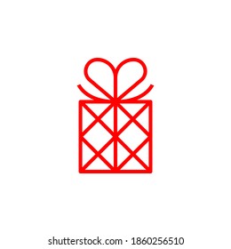 Gift box line style. Vector illustration isolated outline icon on white background.