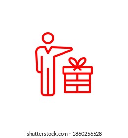 Gift box line style. Vector illustration isolated outline icon on white background.