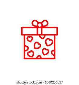 Estilo de línea de la caja de regalo. Icono de contorno aislado de ilustración vectorial en fondo blanco.