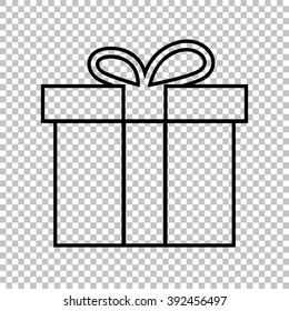 Gift box line vector icon on transparent background