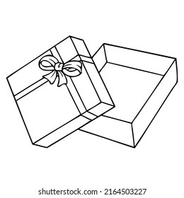 gift box line vector illustration,isolated on white background,top view