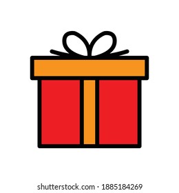 Gift box lineal color icon. surprise icon. simple design editable. Design template vector