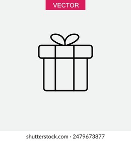 Icono lineal de caja de regalo. Símbolo de la caja de la sorpresa, diseño plano de la ilustración del logotipo sobre fondo blanco..eps