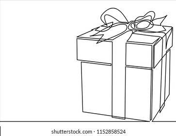 Gift box line.continuous line drawing of Christmas present