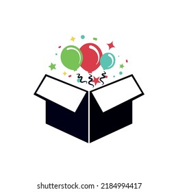 Gift Box Logo Design With Balloons Inside