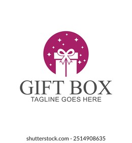 Gift box logo design, greeting box vector or gift box wrap, on white background