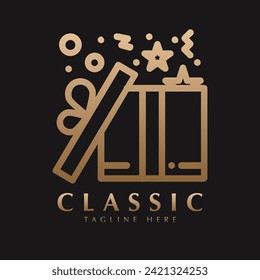 gift box logo design icon