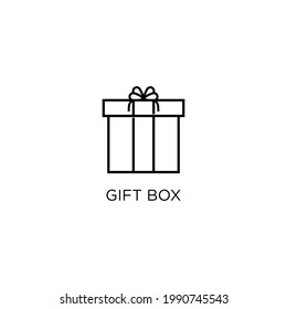 Gift Box logo design inspiration, box logo design outline style vector illustration isolated on white background