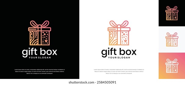 Gift box logo design. Gift box logo template. Gift box logo symbol icon